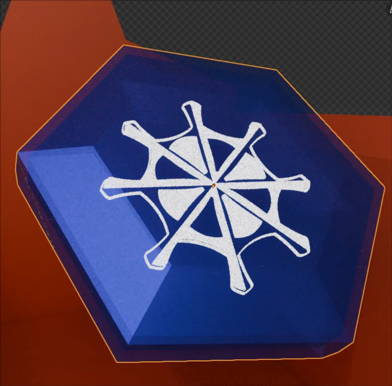 A 3D version of the Toolbox badge, adorned with my logo.