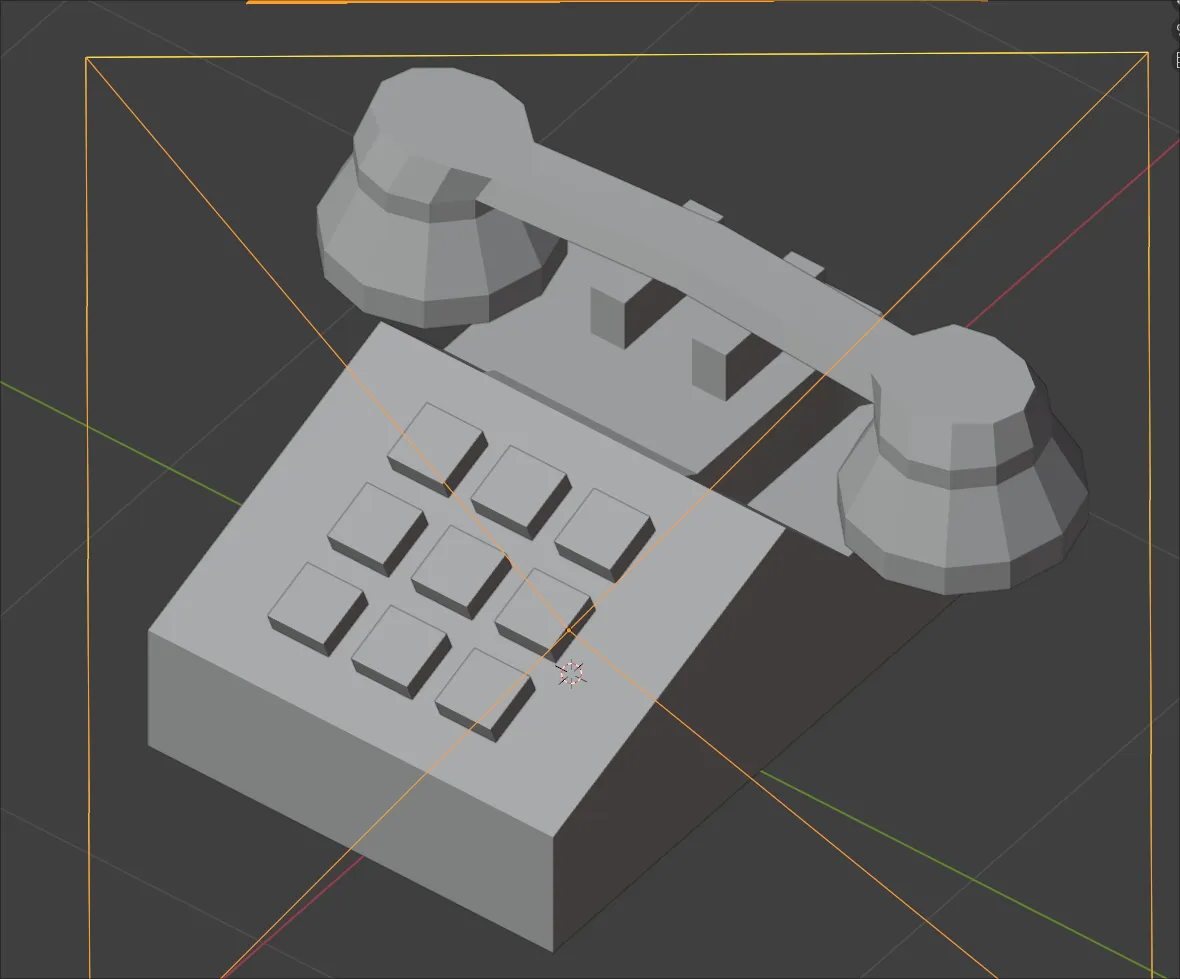 The untextured low poly telephone model.