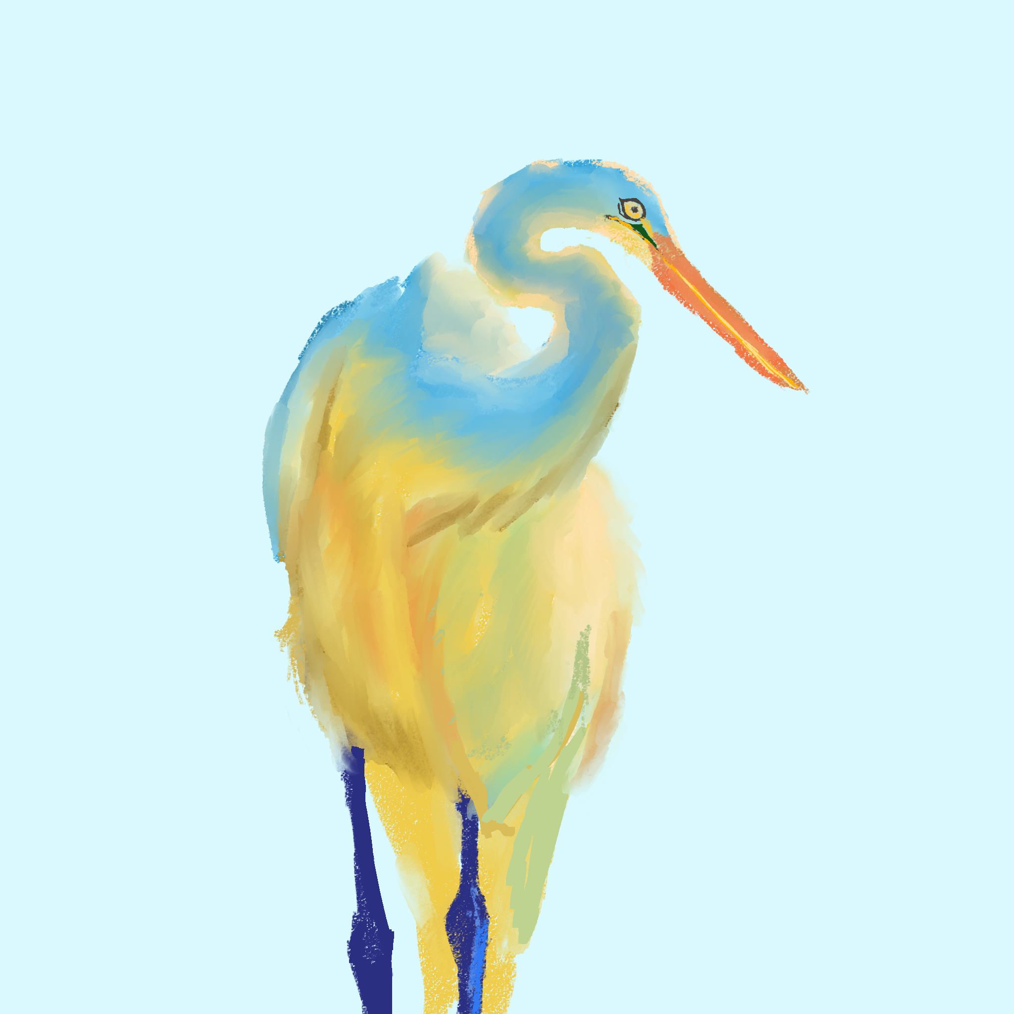 A great egret - trying to practice painting and color.