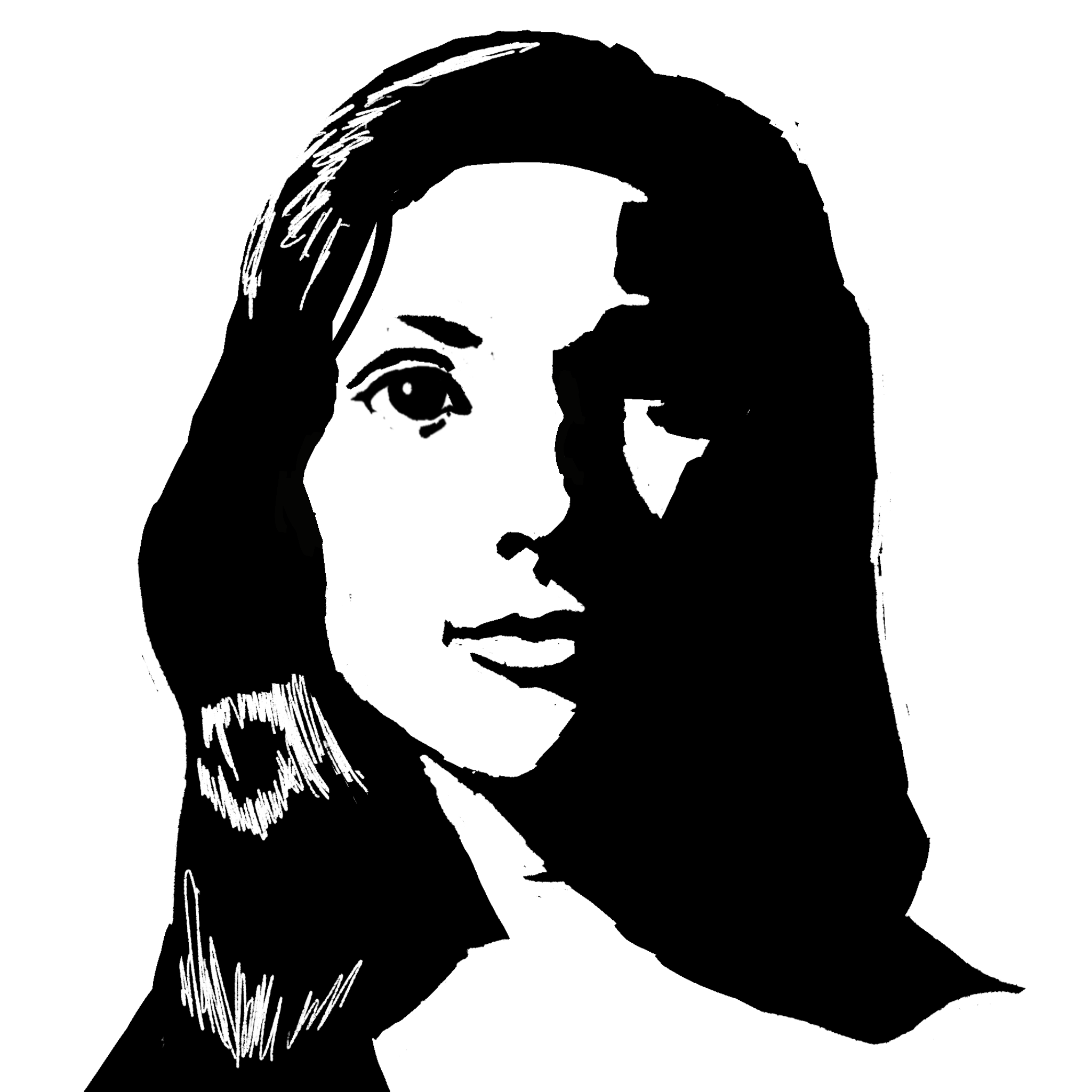 2-value straight-on portrait of a woman
