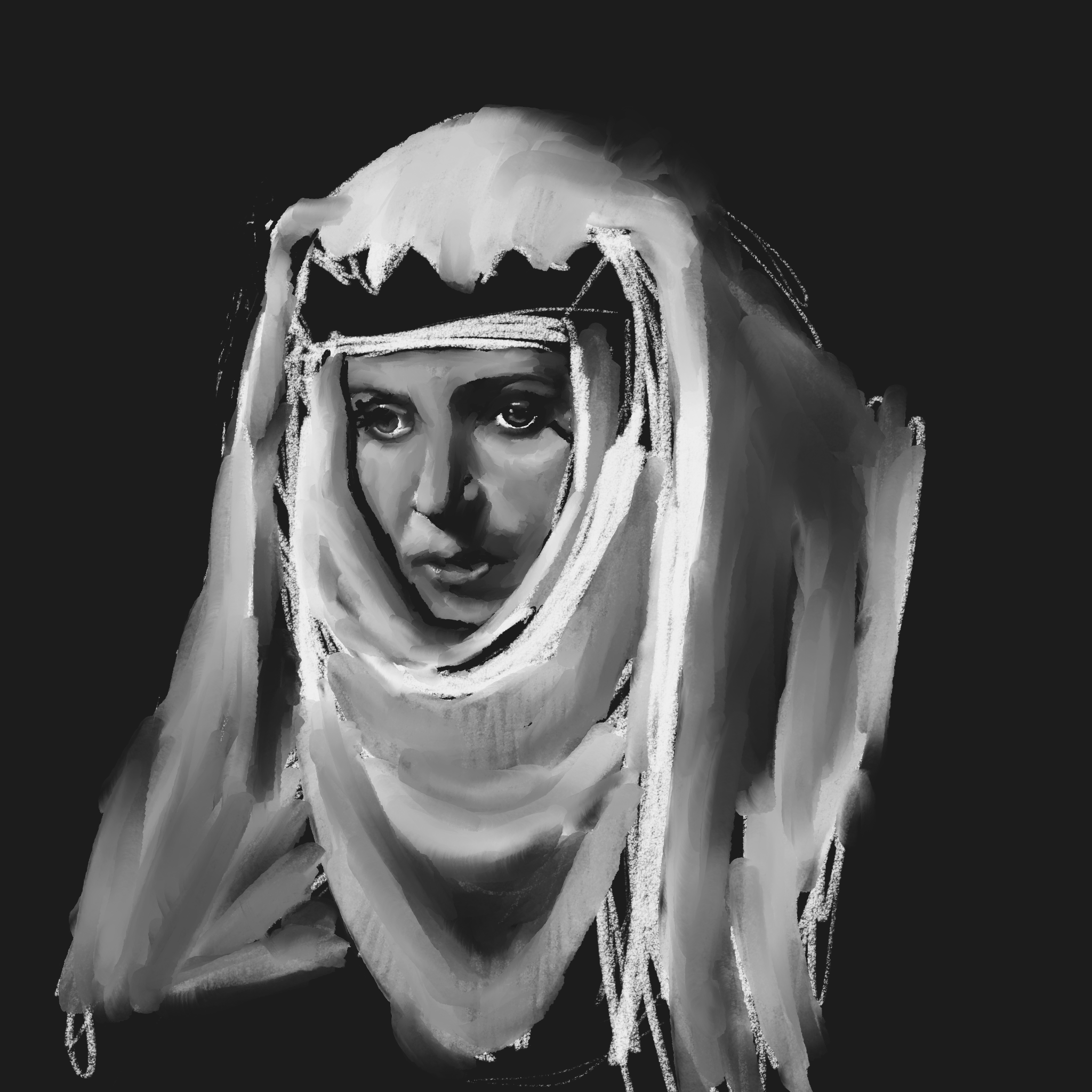 First pass of the Veiled Queen's portrait