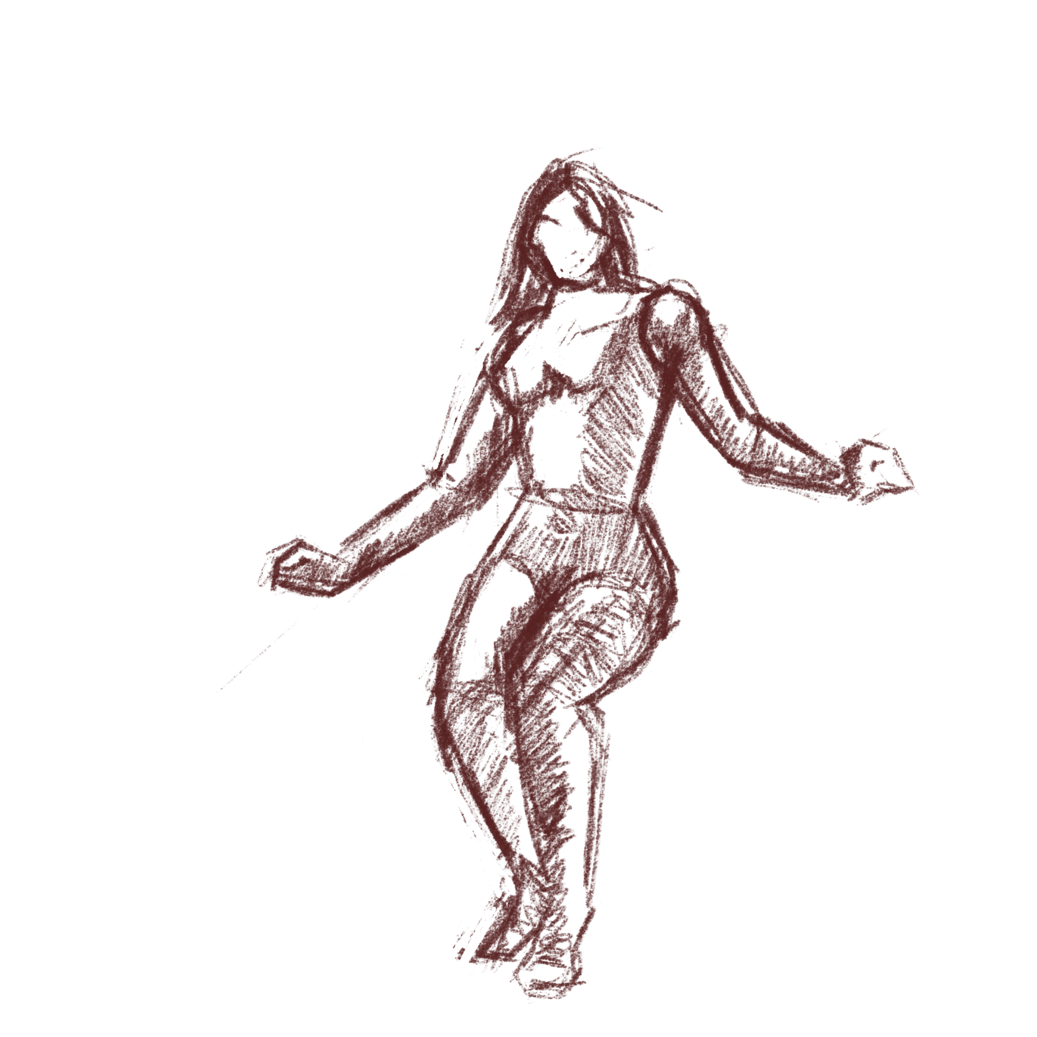 Quick sketch of a woman mid-dance