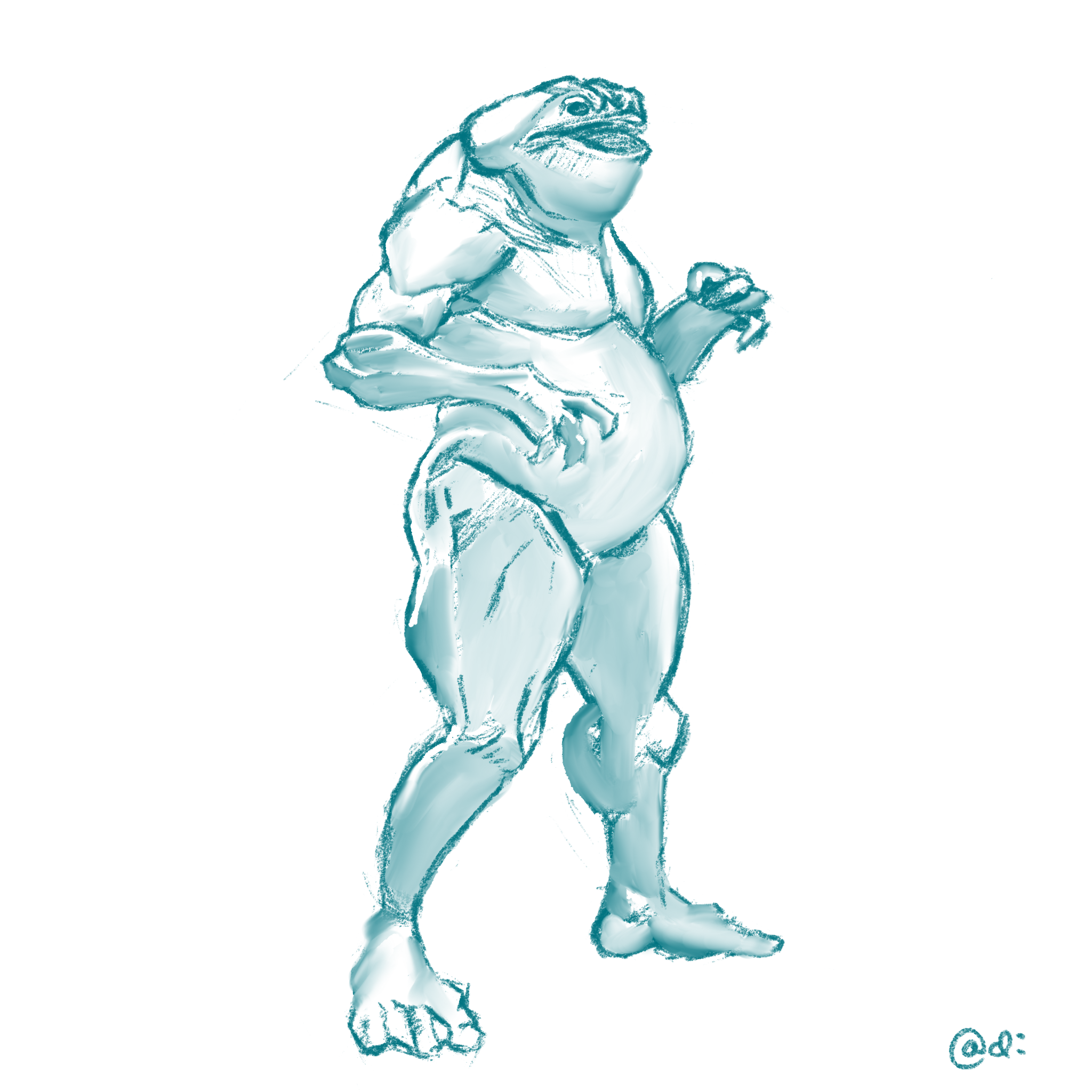 Sketch of a frog/human hybrid